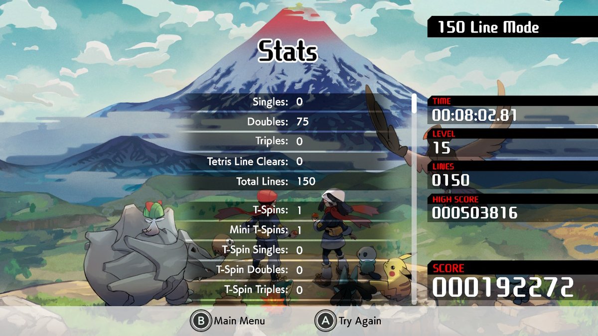 Spectre583's tweet image. Decided to take on a personal challenge and do 4 rounds of marathon, each time doing only single, double, triple, and Tetris clears to win 150 line mode.  #Tetris99 #Tetris #NintendoSwitch