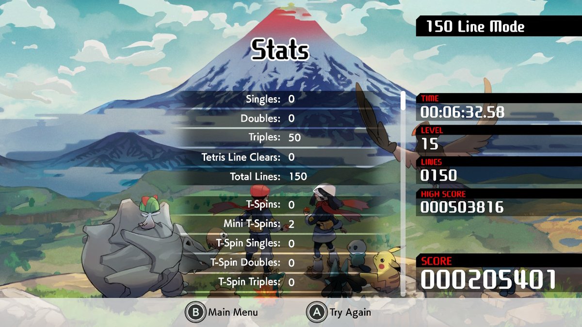 Spectre583's tweet image. Decided to take on a personal challenge and do 4 rounds of marathon, each time doing only single, double, triple, and Tetris clears to win 150 line mode.  #Tetris99 #Tetris #NintendoSwitch