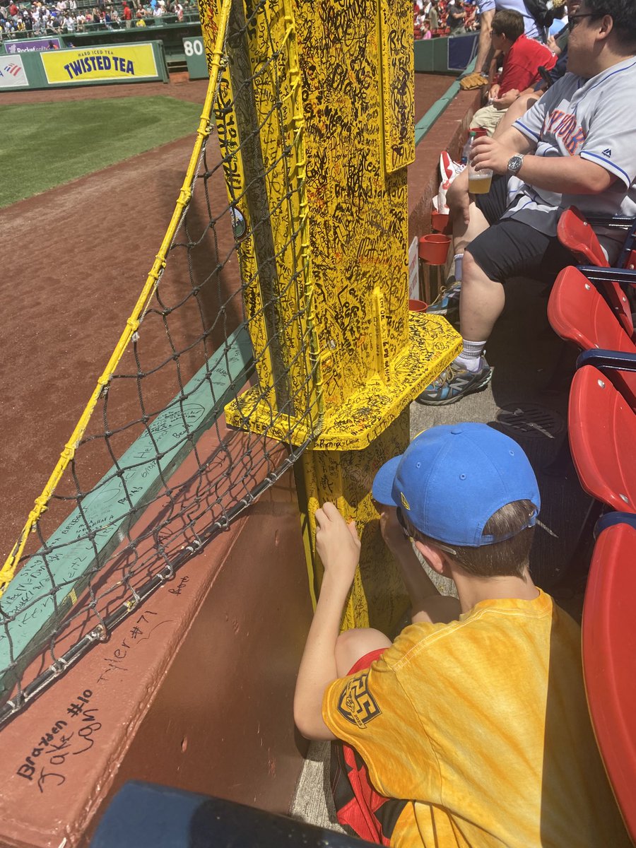 My grandfather worked in Fenway for more than 40 years and I have been to hundreds of games and thought I knew all the traditions, but signing the Pesky Pole was a new one.