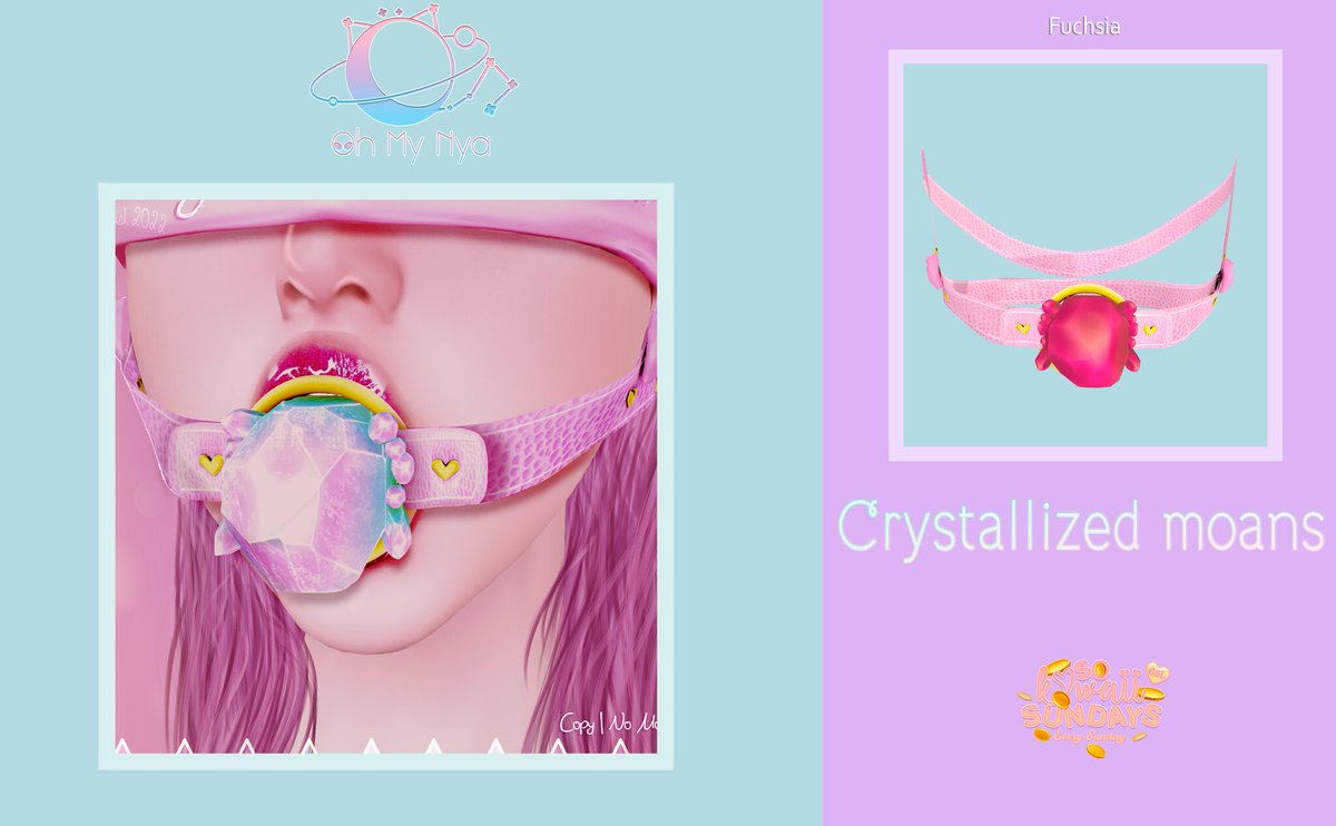 OhMyNyaSL's tweet photo. ~ OMN ~ Crystallized moans #SoKawaiiSundays💜
Hello my cuties (●'◡'●)
Gag (Pink Color)
demo in world
hope you love it. 
Start 22th ends on July 24th slt.
Grab yours at 
https://t.co/bo7nj8Eamo
Luv Asura 💓
#SecondLife #Cute #Kawaii #Adorable #Crystal https://t.co/OOg5H6HwjG