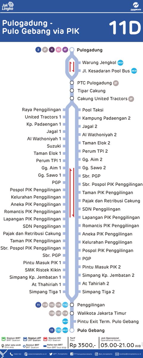 @aulmuhm Hai ka. Tersedia Rute 11D Pulo Gebang - Pulo Gadung Via PIK, berikut peta rute terlampir. Terima kasih ^MD