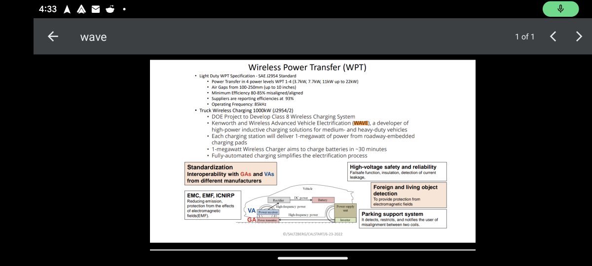konahuanui's tweet photo. When it comes to wirelessly charging a Class 8 Truck in under 30 minutes, @waveipt by $IDEX is the standard (@500kW+). This is why @ENERGY and @KenworthTruckCo are each working with them to refine this tech. https://t.co/CQ1QIwRpet