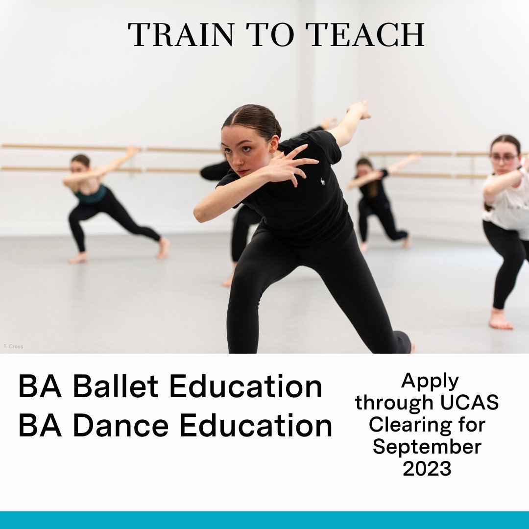 Apply through UCAS Clearing to study our BA (Hons) Ballet Education in London or our BA (Hons) Dance Education via distance learning – starting September 2023. Contact our Registry team to find out more or visit the UCAS website bit.ly/2NV1PfT