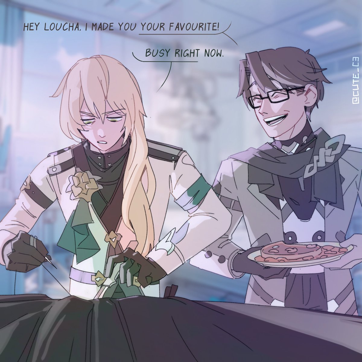 Cute_C3's tweet photo. Welt is not happy with Loucha's 18 hour shift...
#luowelt #voidwelt #weltcha #luocha #ottokallen #weltyang #HonkaiStarRail https://t.co/uEItlowwdx