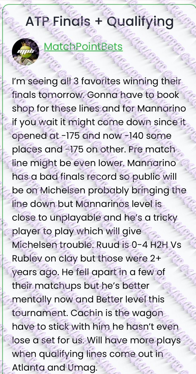 SavageCappers's tweet image. #MatchPointBets #GamblingTwitter #wakeandcash #wakencash #tennispicks #tennisbets #tennispredictions CAPPERS POSTED IN FREE TELEGRAM: SavageCappers 🔮 t.me/SavageCappers