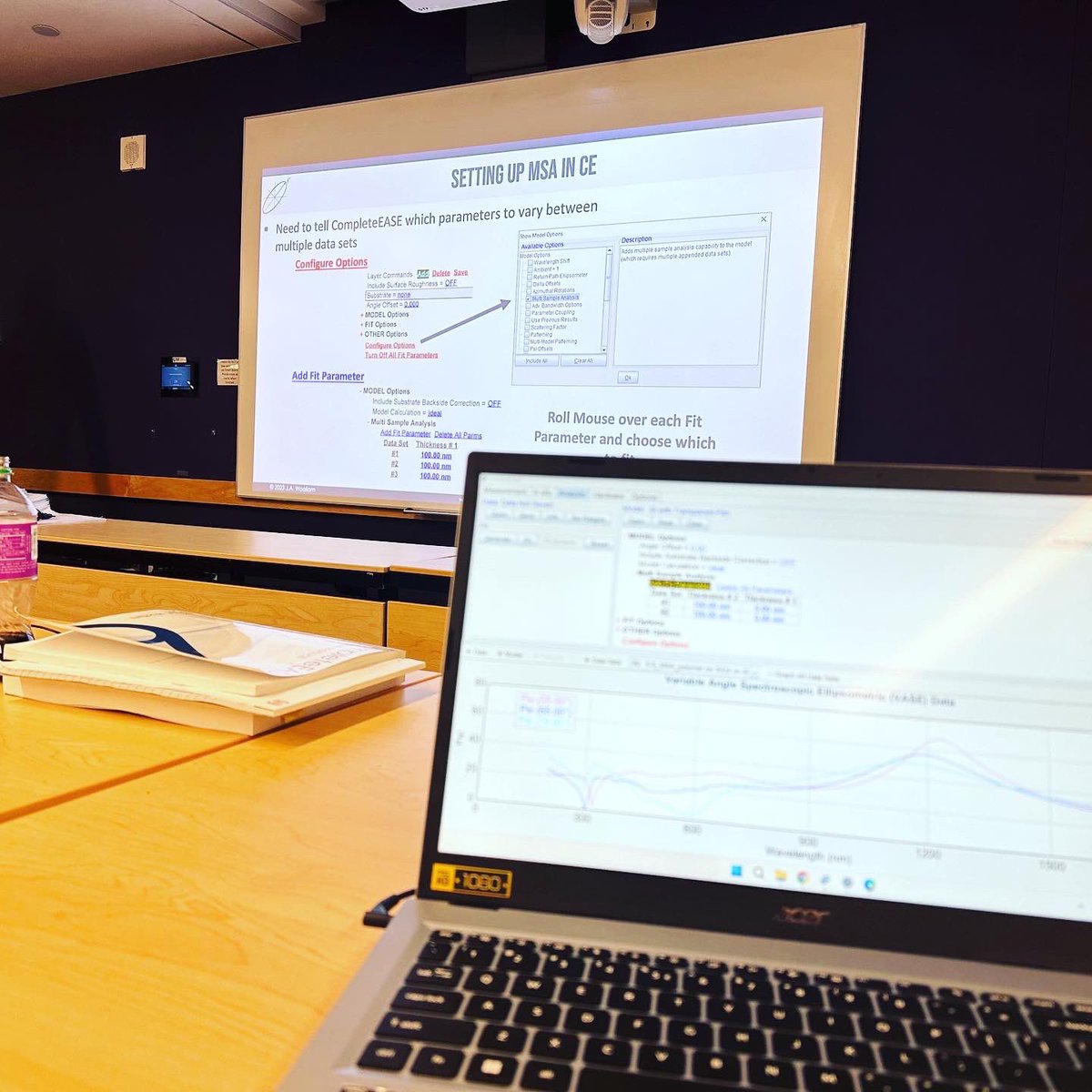CudcemUCF's tweet photo. @JAWoollamCo ellipsometry workshop in Seattle attended by PREM student TJ (currently at @uwmemc ) with graduate student Novia Berriel - both @Leadterp group students from @UCF @UCFCECS https://t.co/tZJfvrVDtL