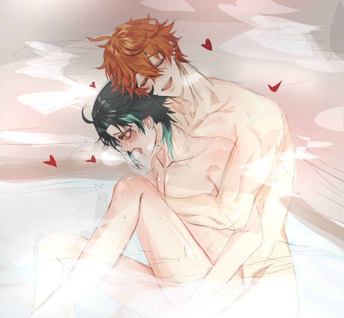Dumb_Chan_'s tweet photo. A nice birthday present: adepti bussy 😈 lol jk they are just hugging (Ik I’m late🥺 )) #tartaglia #childe #xiao #Genshinfanart #chixiao https://t.co/1WKTTv1fYL