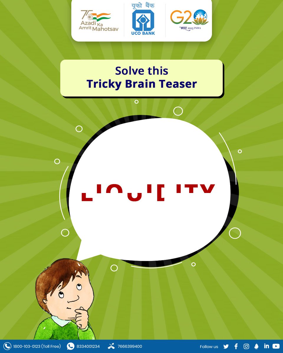 UCOBankOfficial's tweet photo. 🤔 Think you're a puzzle pro? Test your skills with this brain teaser! 🧩🕵️♂️ #MindPuzzles #TeaseYourMind #BrainTeaser #Puzzle #UCOBank https://t.co/W6V9Zam42R