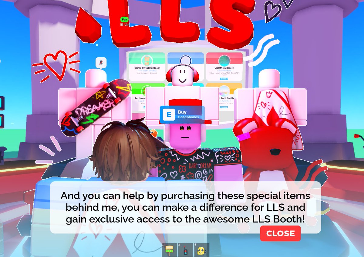 plsdonatenews's tweet photo. By buying one of the LLS UGC items in the middle of the shop, you are rewarded with a limited time LLS booth! 🩸

This booth is part of a charity collaboration between LLS and PLS DONATE, more info below. 👇 https://t.co/Nfobu2g8DZ
