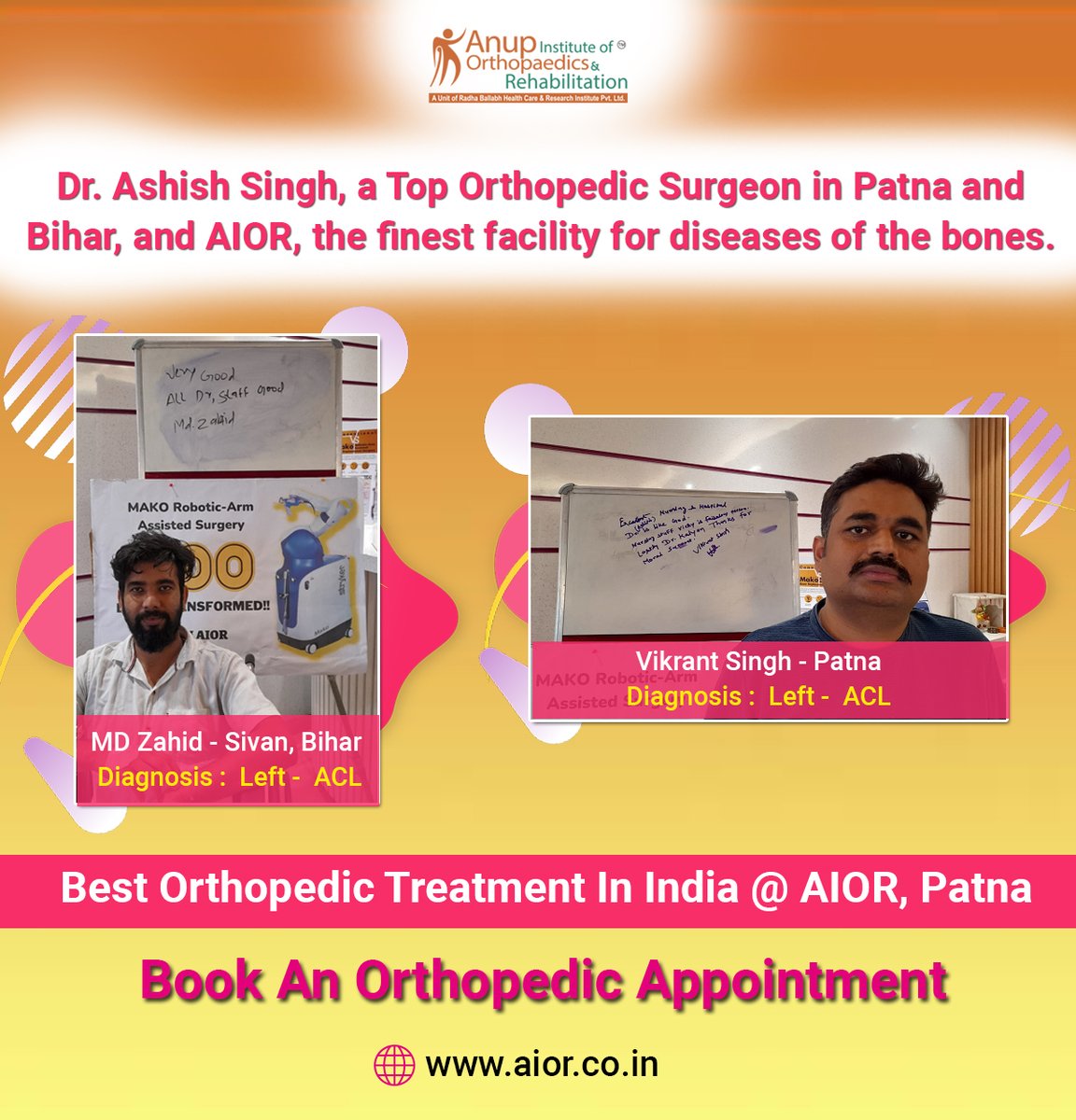 Dr. Ashish Singh, a Top Orthopedic Surgeon in Patna and Bihar, and AIOR, the finest facility for diseases of the bones. 

#patienttestimonials #patientsuccessstories #patientcare #successstories #patientsstory #patientsuccessstory #orthopaedicsurgeon #bestorthotreatment