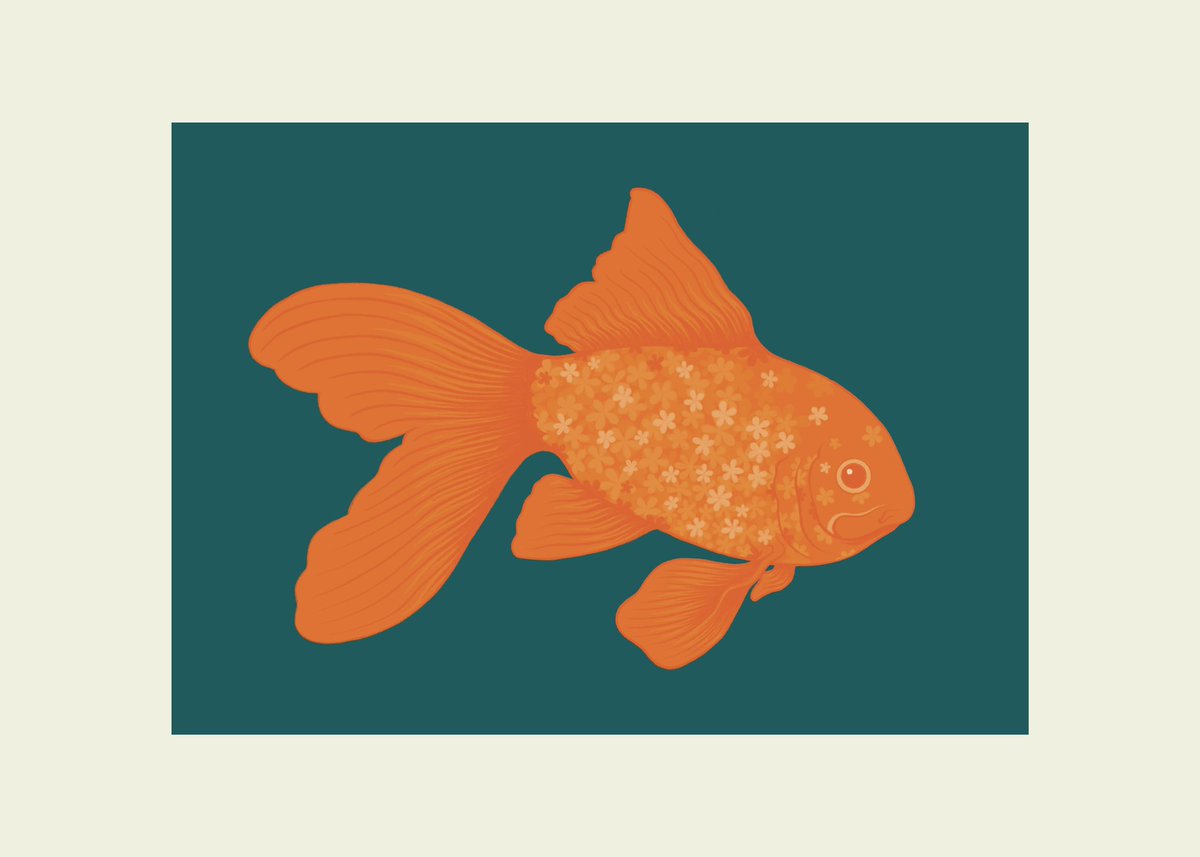 Blooming goldfish, planning to print this one with a yellow orange iridescent layer so the fish really pops from the flat matte bg