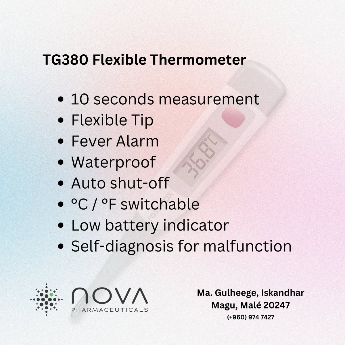 BiomaxMaldives's tweet photo. #rossmax TG380 Flexible Thermometer
for more info:
call us at (+960) 974 7427
or visit Nova Pharmacy 1
Ma. Gulheege, Iskandhar Magu, Malé 20247
#biomaxmaldives https://t.co/t6lE7dyXXV
