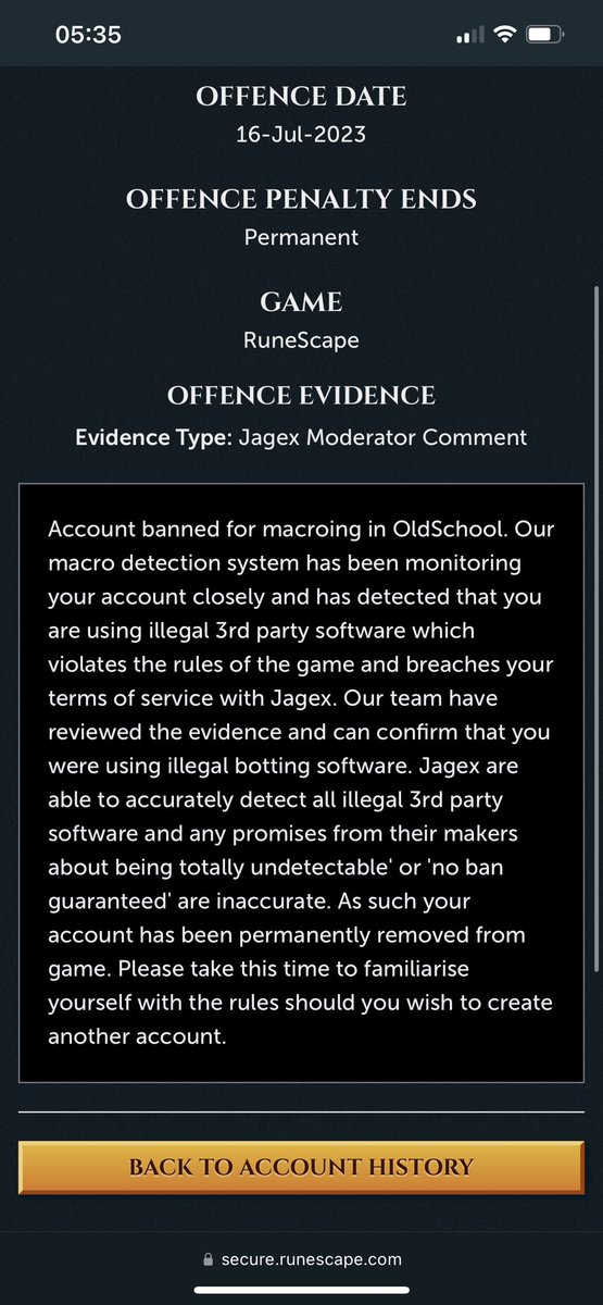 PassPope's tweet photo. @JagexSupport 

I swear this games anti cheat system is so ridiculous, and when you make an appeal it’s like it’s not even read by a human… so YouTube counts as 3rd party botting software now ? Cause that’s the only thing that was open other than runelite https://t.co/mkmFHTGbQa