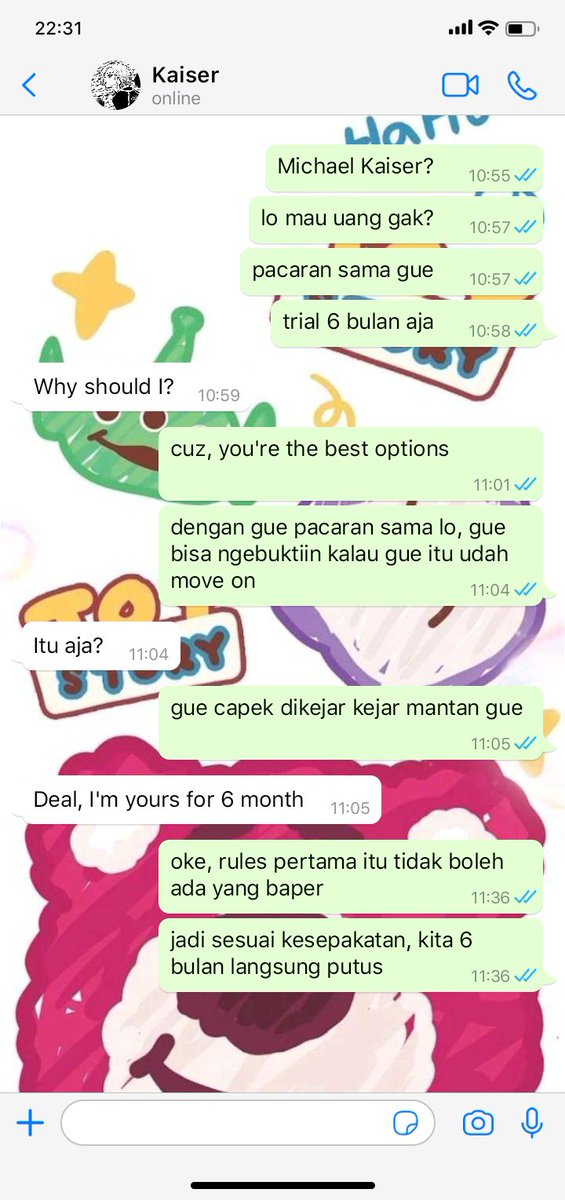 meiliyoooo's tweet photo. #kaisagi #kiis one tweet au

"Kita pacaran trial 6 bulan aja, dan dalam 6 bulan tidak boleh ada yang baper. Setelah 6 bulan langsung putus." -Isagi

"Deal" -Kaiser https://t.co/fg3a3DyMIP