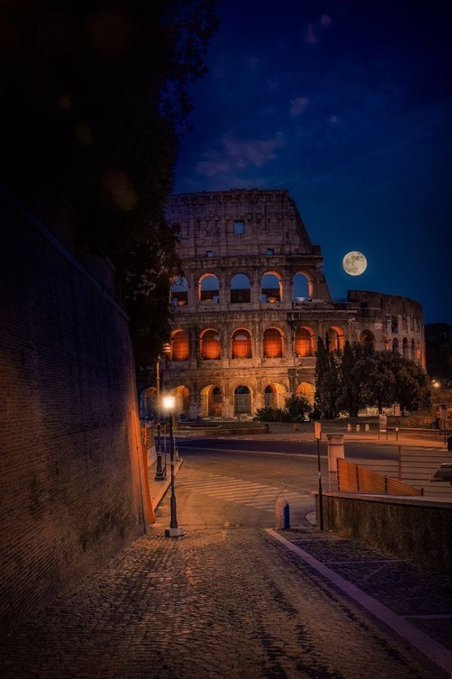 Full Moon over Rome, Italy.