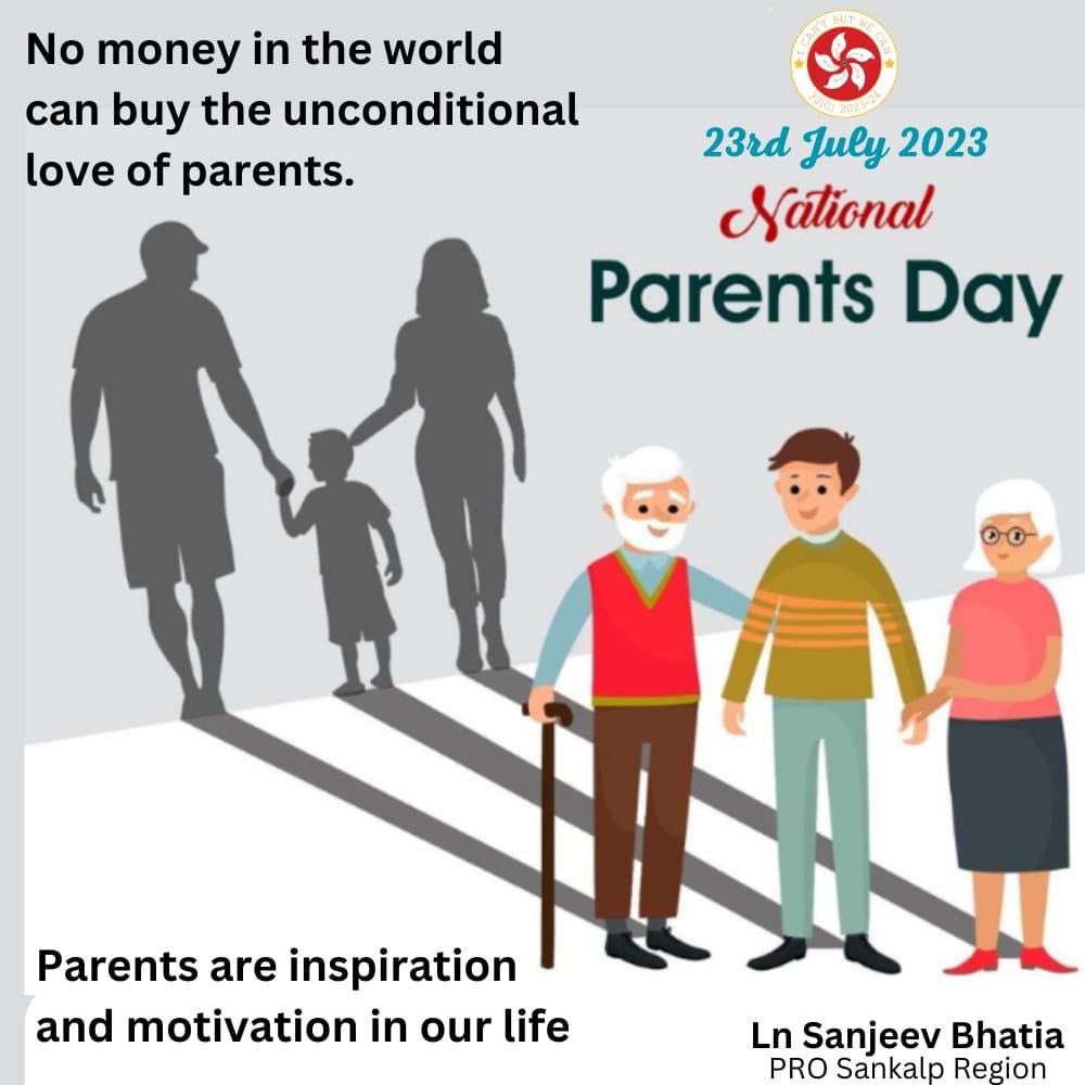 #NationalParentsDay

यह दिन न केवल माता-पिता के लिए बल्कि अभिभावकों, देखभाल करने वालों और बड़े भाई-बहनों सभी के लिए मनाया जाता है, जिन्होंने जीवन में माता-पिता की भूमिका निभाई है।

भारतीय समाज पूरे विश्व के लिए परिवार व्यवस्था व अभिभावकों को सम्मान देने का सबसे अनुकरणीय उदाहरण…