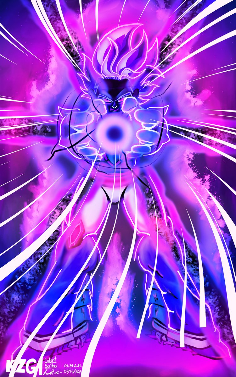 KZGSilentScribe's tweet image. The final results of my most recent Time Lapse Video!

#originalcharacter Kai performing his ultimate technique, &quot;Inferno Cannon&quot;

(Yes I know that it looks like a purple OC re-skin/recolor of #vegeta performing a G.O.D. #finalflash)