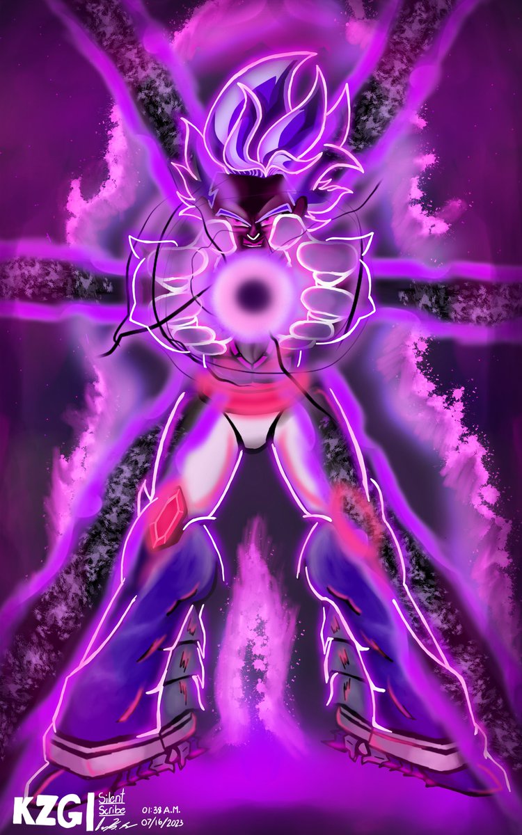 KZGSilentScribe's tweet image. The final results of my most recent Time Lapse Video!

#originalcharacter Kai performing his ultimate technique, &quot;Inferno Cannon&quot;

(Yes I know that it looks like a purple OC re-skin/recolor of #vegeta performing a G.O.D. #finalflash)