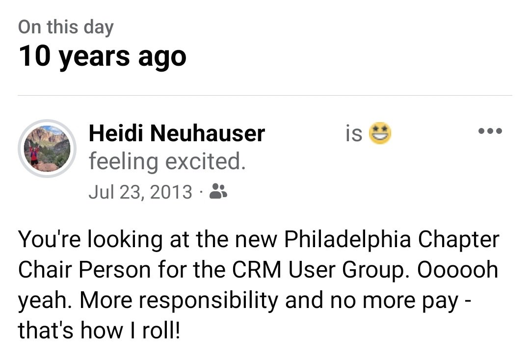 Ah memories.... 10 years since I first started chairing the Philadelphia #UserGroup for #Dynamics365 aka CRM. #CRMUG