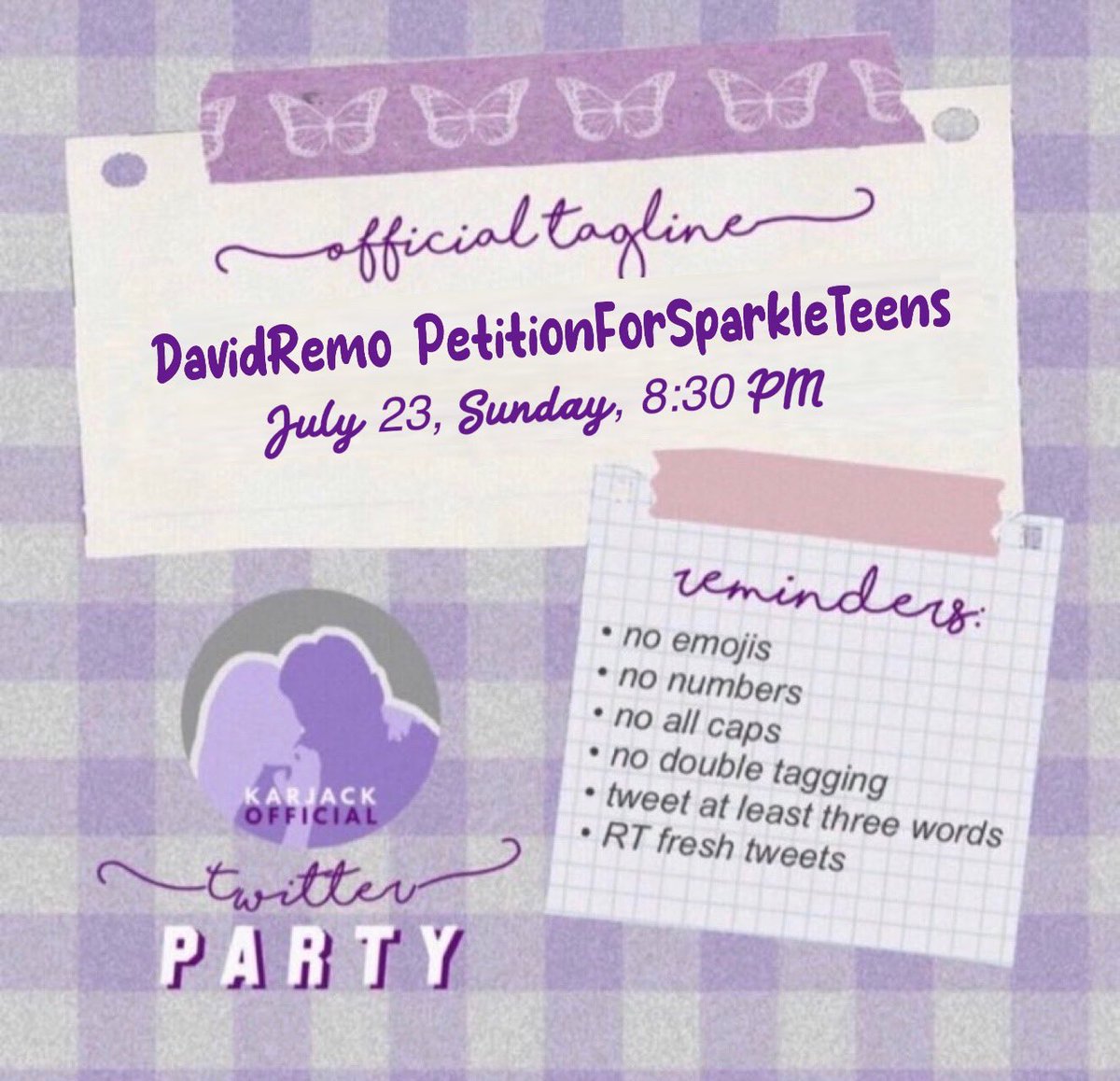 OfficialKarjack's tweet photo. HELLO😊
We will be having a twitter party later at 8:30PM. Set your alarm! Be ready and please save drafts! 🙌
Copy our official tags, make sure they’re correct, and start creating drafts for later 👀
#DavidRemo https://t.co/OznXcGepMd