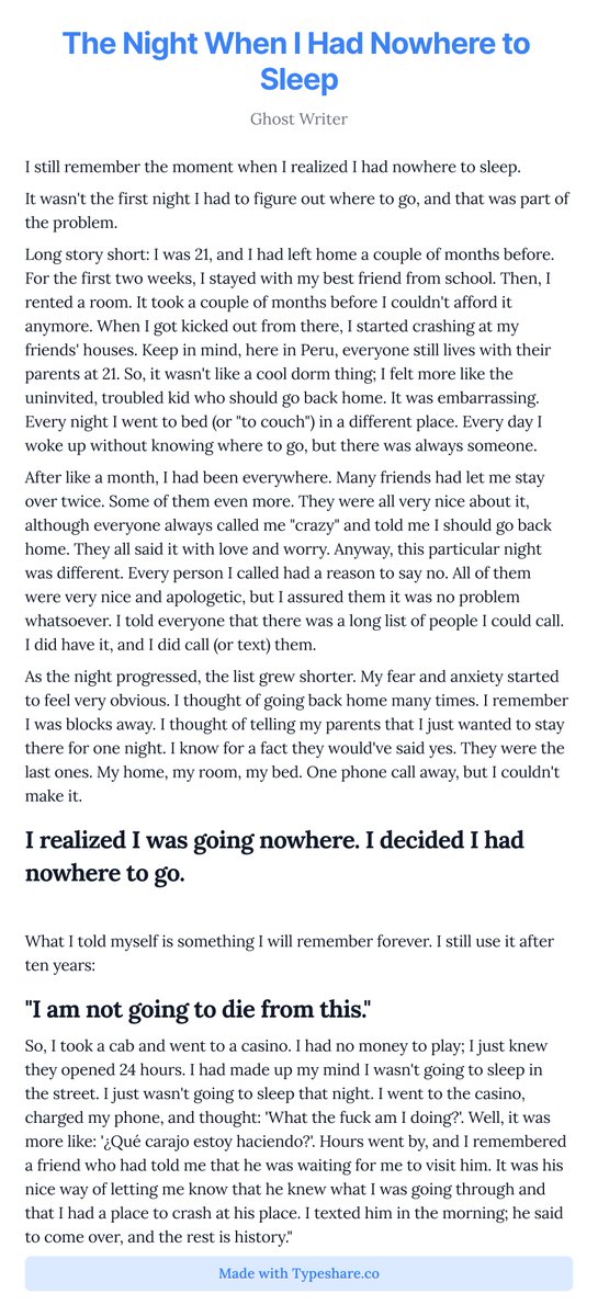 theOGWriter's tweet image. The Night When I Had Nowhere to Sleep