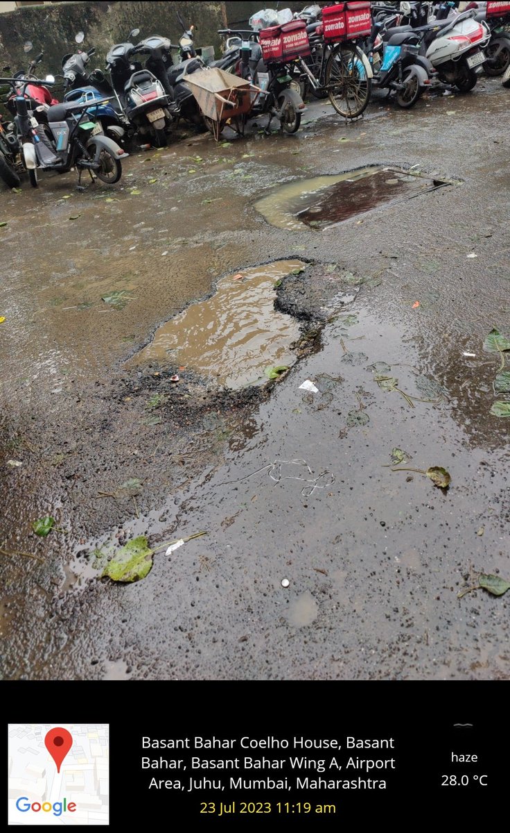 #pothole @mybmc ward71 at indira nagar juhu Tara road kkg marg Santacruz West Mumbai 400049
Contact number 8355851669