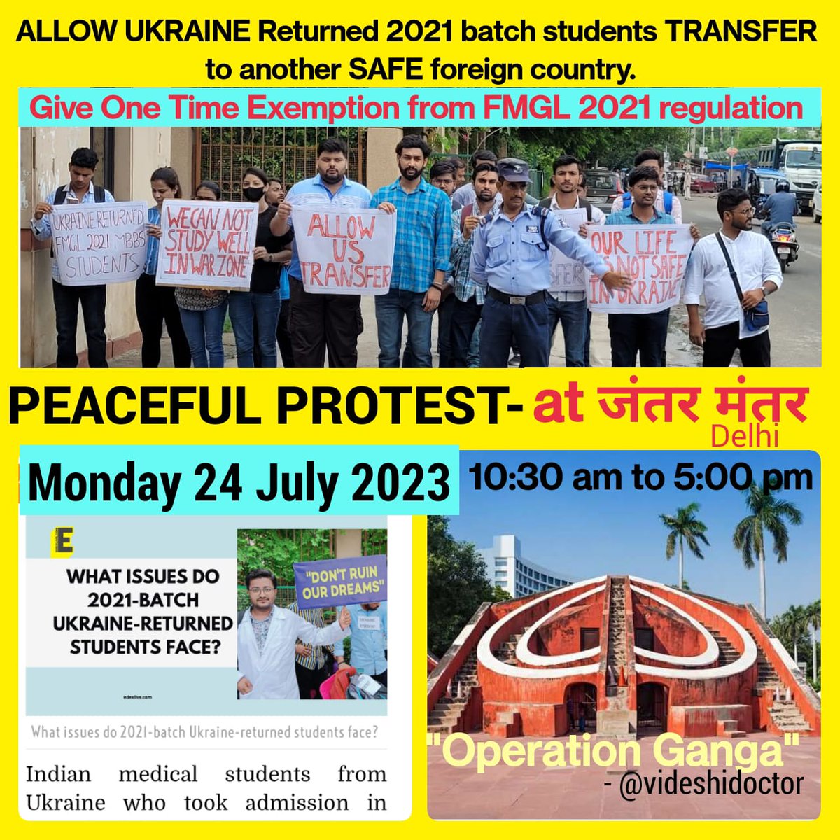 videshidoctor's tweet photo. All Medical Fraternity &amp; Media  personnel r requested to help 
" #RussiaUkrainewar affected 2021 batch students".
They can't take transfer to another foreign country due to FMGL 2021 regulation of NMC.Due to this rule they r forced to return back to War zone.
#OperationGanga https://t.co/19cjXOUyaP