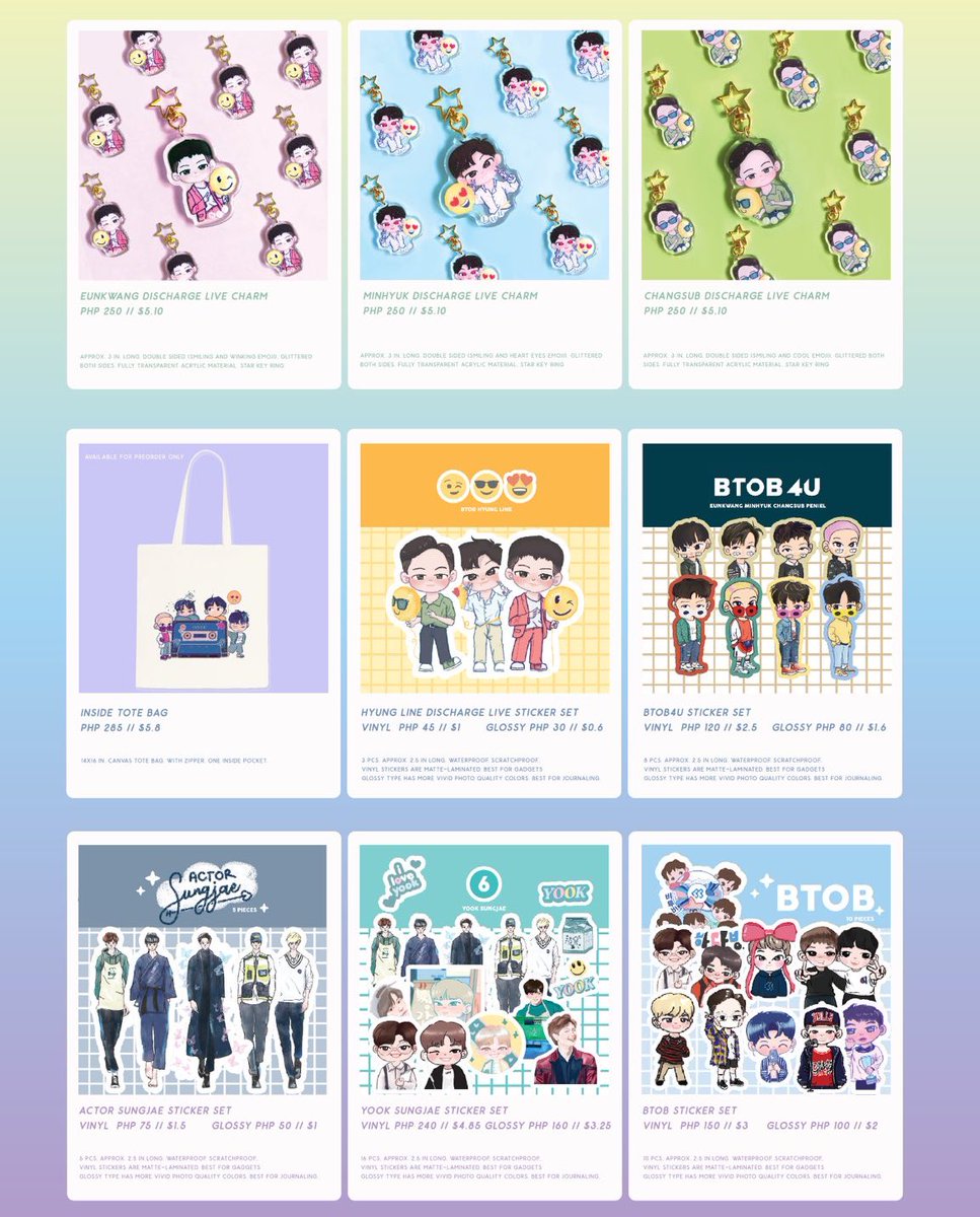 sungjaely's tweet photo. May dala me neto!!

For sale
100 na lang keychains
150 yung tote bag (2 nlng) 
10 pesos per sticker na lang

Giveaway
Also giving away one of each keychains.
Just RT. Magdraw me pagdating ko kasi wala pa me hahaha

#beyouwithminhyuk https://t.co/MnjegrkLRf
