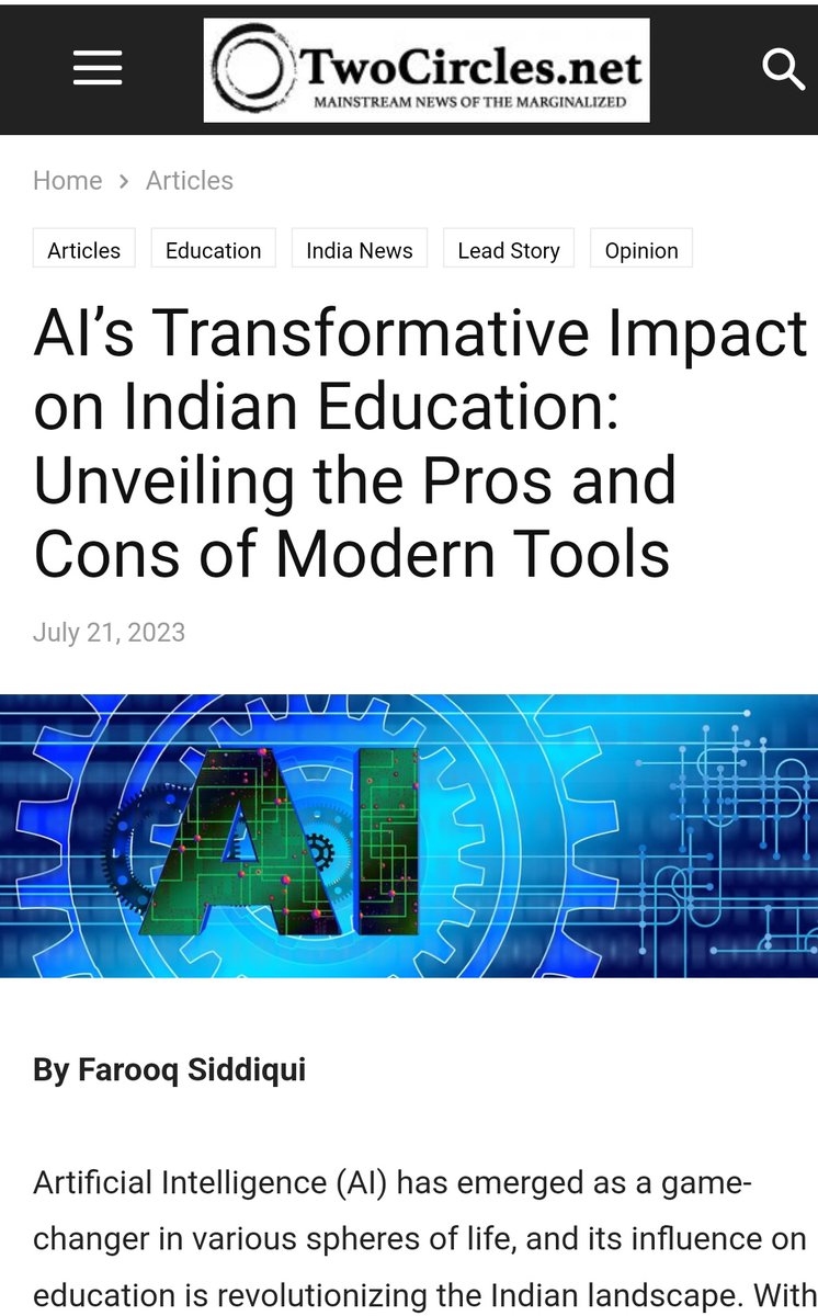 farooksiddiqui's tweet photo. I write for https://t.co/0Eix3Xnz4n on "AI’s Transformative Impact on Indian Education: Unveiling the Pros and Cons of Modern Tools"

Read Full story 👉 https://t.co/ikqHsOHyZI… https://t.co/hj2KIm4P8B