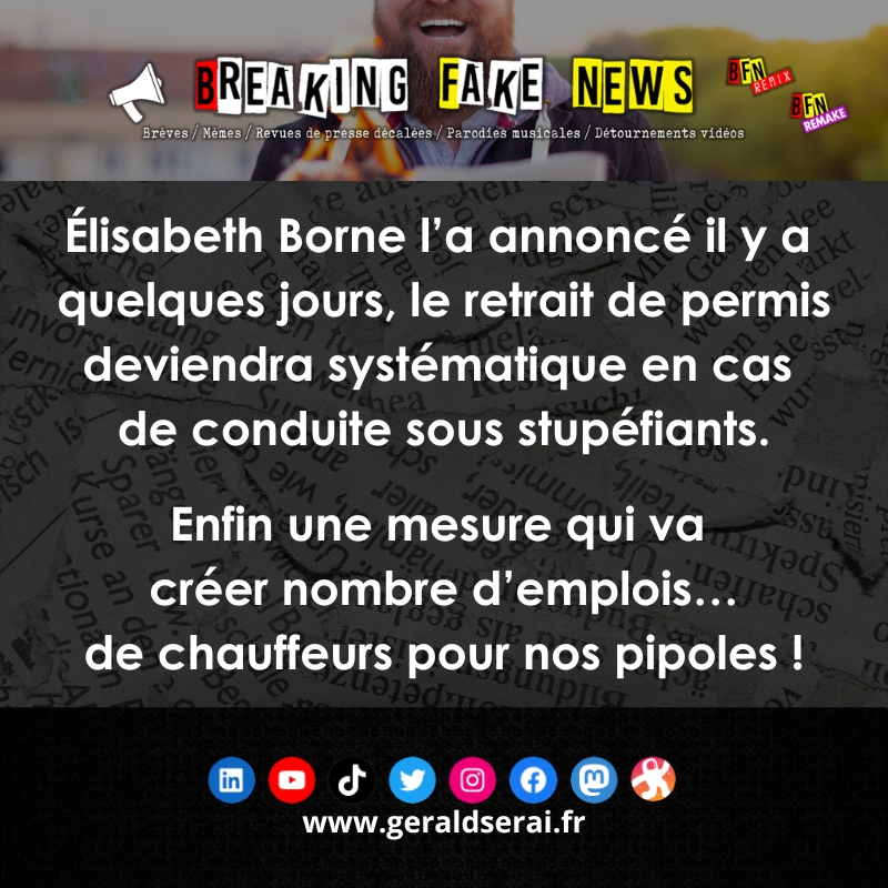 GeraldSerai's tweet photo. #bfn #breakingfakenews #humour #brèves #actualité #borne #retraitdepermis #stupéfiants
Abonnez-vous !
https://t.co/sBW6e8mjTB https://t.co/j2KDbfQdn3