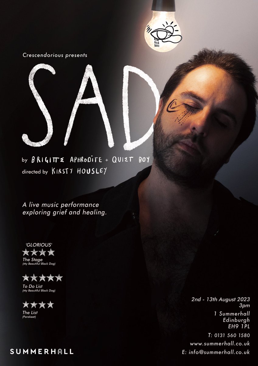 <a href="/Faybe1989/">Faye Talbott ♿️💙🇺🇦</a> <a href="/edfringe/">Edinburgh Festival Fringe</a> <a href="/EdFringeSociety/">Edinburgh Festival Fringe Society</a> <a href="/nextupcomedy/">NextUp - Live Comedy</a> <a href="/ImpatientUK/">Impatient Productions</a> @Justthetonic <a href="/StandComedyClub/">The Stand</a> <a href="/ThePleasance/">Pleasance</a> <a href="/FollowTheCow/">Underbelly Edinburgh</a> <a href="/AssemblyFest/">Assembly Festival</a> <a href="/Gildedballoon/">Gilded Balloon</a> 💡SAD💡

🗓️Dates: 2nd - 13th Aug 2023

⏰Time: 3pm-4pm (60 mins) 

📍Location: Anatomy Lecture Theatre at Summerhall, 1 Summerhall, Edinburgh, EH9 1PL 

🎟️Ticket link: festival23.summerhall.co.uk/events/sad/

🪙Price: £15, concession is £13 <a href="/QuietBuoy/">Quiet Boy</a> &amp; me