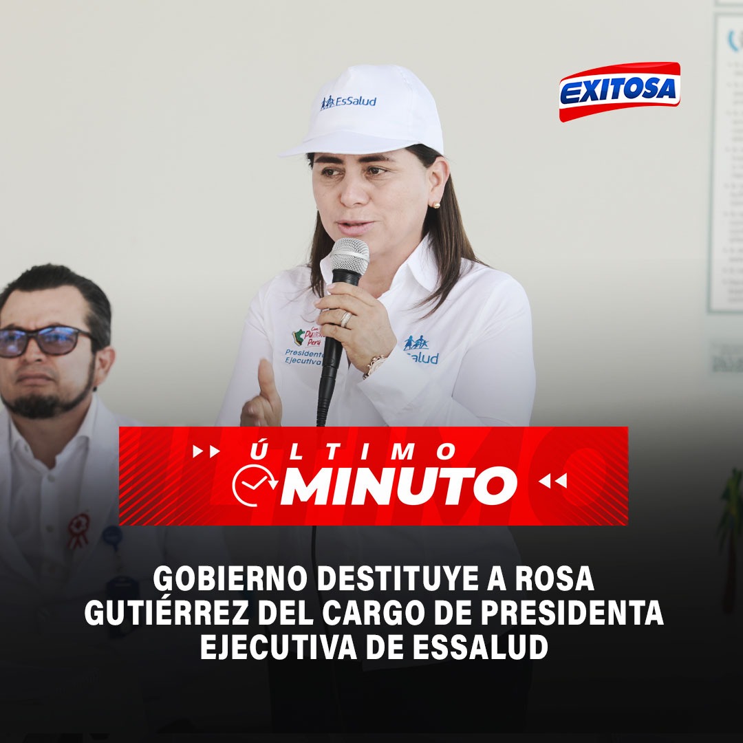 🚨 #LOÚLTIMO: Gobierno destituyó a Rosa Gutiérrez del cargo como presidenta ejecutiva de EsSalud, quien fue nombrada apenas el 12 de julio.

Cabe recordar que días antes dicha exministra había calificado de "especulaciones y mentiras" las versiones que daban cuenta de su salida.