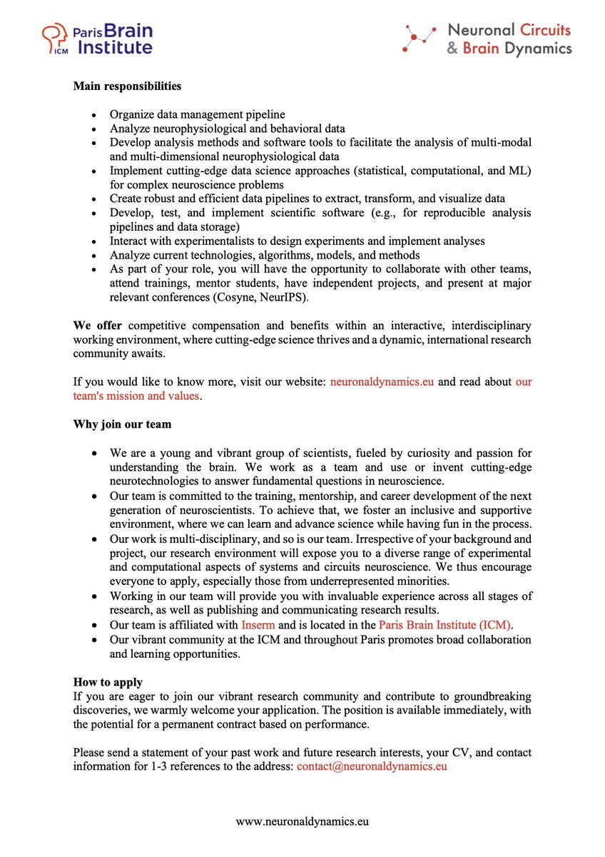 Nikolas Karalis (@nikolaskaralis) on Twitter photo 📢Job alert📢
🧠📊 If you are passionate about neuroscience data analysis, we invite you to join our team at <a href="/KaralisLab/">Neuronal Circuits & Brain Dynamics team</a> to help us analyze vast neurophysiological data and explore the mysteries of the brain!
🌐Read more: tiny.cc/neuraldatascie…
🌐 neuronaldynamics.eu 📢Job alert📢
🧠📊 If you are passionate about neuroscience data analysis, we invite you to join our team at <a href="/KaralisLab/">Neuronal Circuits & Brain Dynamics team</a> to help us analyze vast neurophysiological data and explore the mysteries of the brain!
🌐Read more: tiny.cc/neuraldatascie…
🌐 neuronaldynamics.eu