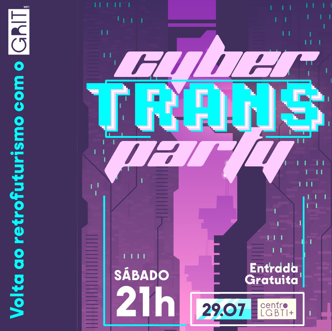 ilgaportugal's tweet photo. Veste o teu melhor outfit retrofuturista, teleporta-te para a Cyber #Trans Party no Centro LGBTI+ e vem dançar ao ritmo dos electronic bits de Dani Bento!

🗓 sábado, 29 de julho
🕒 a partir das 21h
📍 Centro LGBTI+
💌 entrada gratuita

Sabe mais info: https://t.co/tV5UIg8NEz https://t.co/AGz6MKye7b