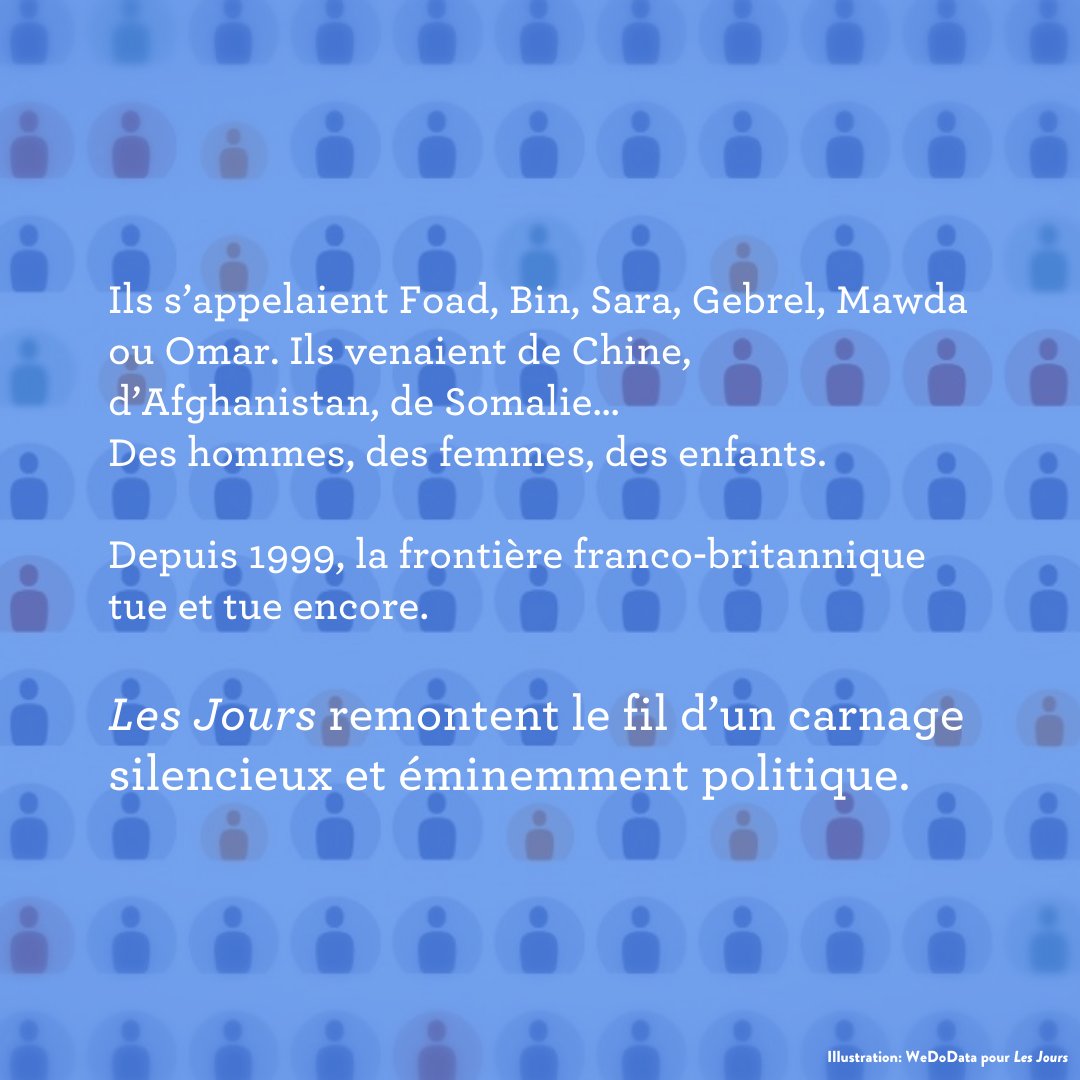 «Les Jours» ont cherché et compilé pendant plusieurs années toutes les informations possibles sur les exilés morts entre la zone frontière franco-belge et le Royaume-Uni.

Retrouvez le  «Mémorial» de <a href="/Mael_icilabas/">M@ël</a> sur notre site ➡️ lesjours.fr/obsessions/cal…

📸 <a href="/paloma_laudet/">Paloma Laudet</a>