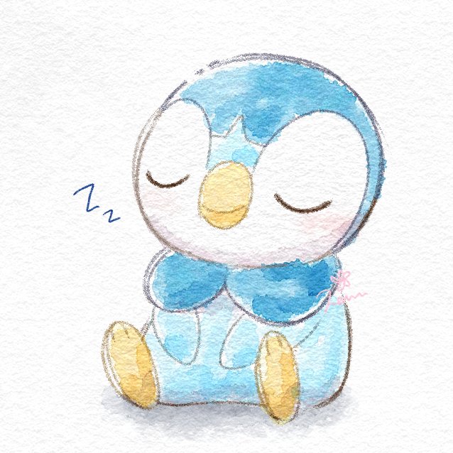 piplup no humans solo closed eyes pokemon (creature) sleeping sitting zzz  illustration images