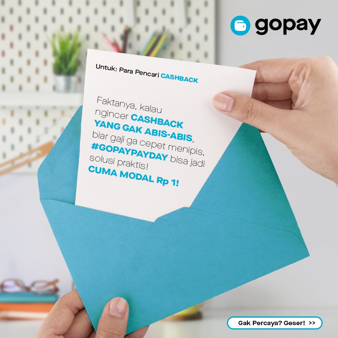 gopayindonesia's tweet photo. Asiiiik ada #GoPayPayDay lagi! 🥳

Beli QRIS Unlimited cuma Rp1, bisa dapat CASHBACK gak abis-abis tiap pakai QRIS buat belanja. https://t.co/MHR8qFBN4p