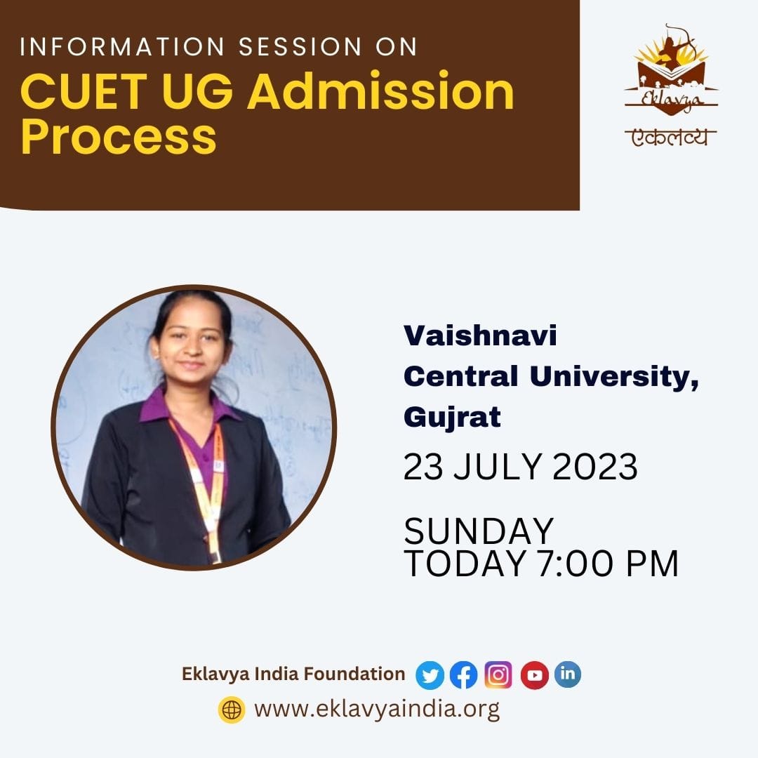 In Today's session, We will discuss the various difficulties faced by the students in the admission process of Central Universities. 

Time: 7 PM today
Join Zoom Meeting
us02web.zoom.us/j/89690187036?…

Meeting ID: 896 9018 7036
Passcode: 353132

 You Tube live - @EklavyaIndiaMovement