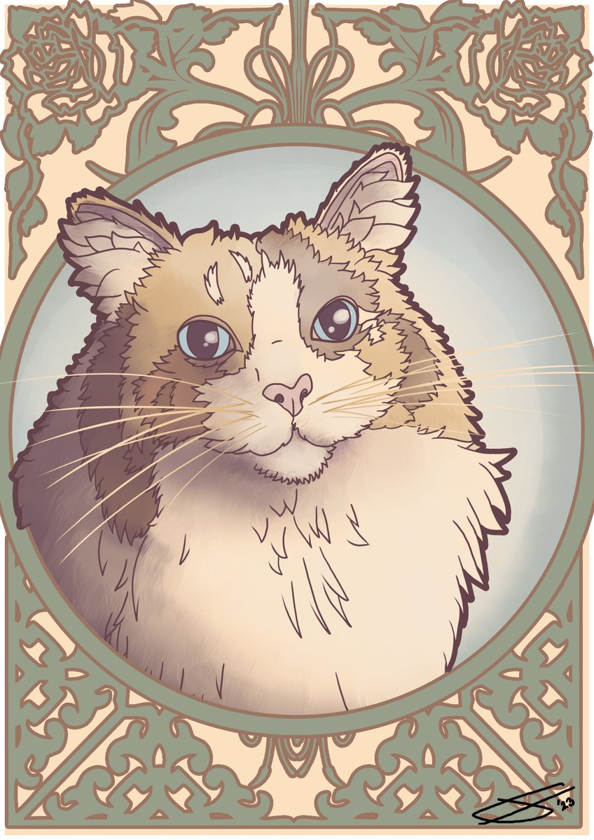 For @GothHoblin and her stunningly gorgeous cat, Ophelia!

#art #CatsOfTwitter #Nouveau
