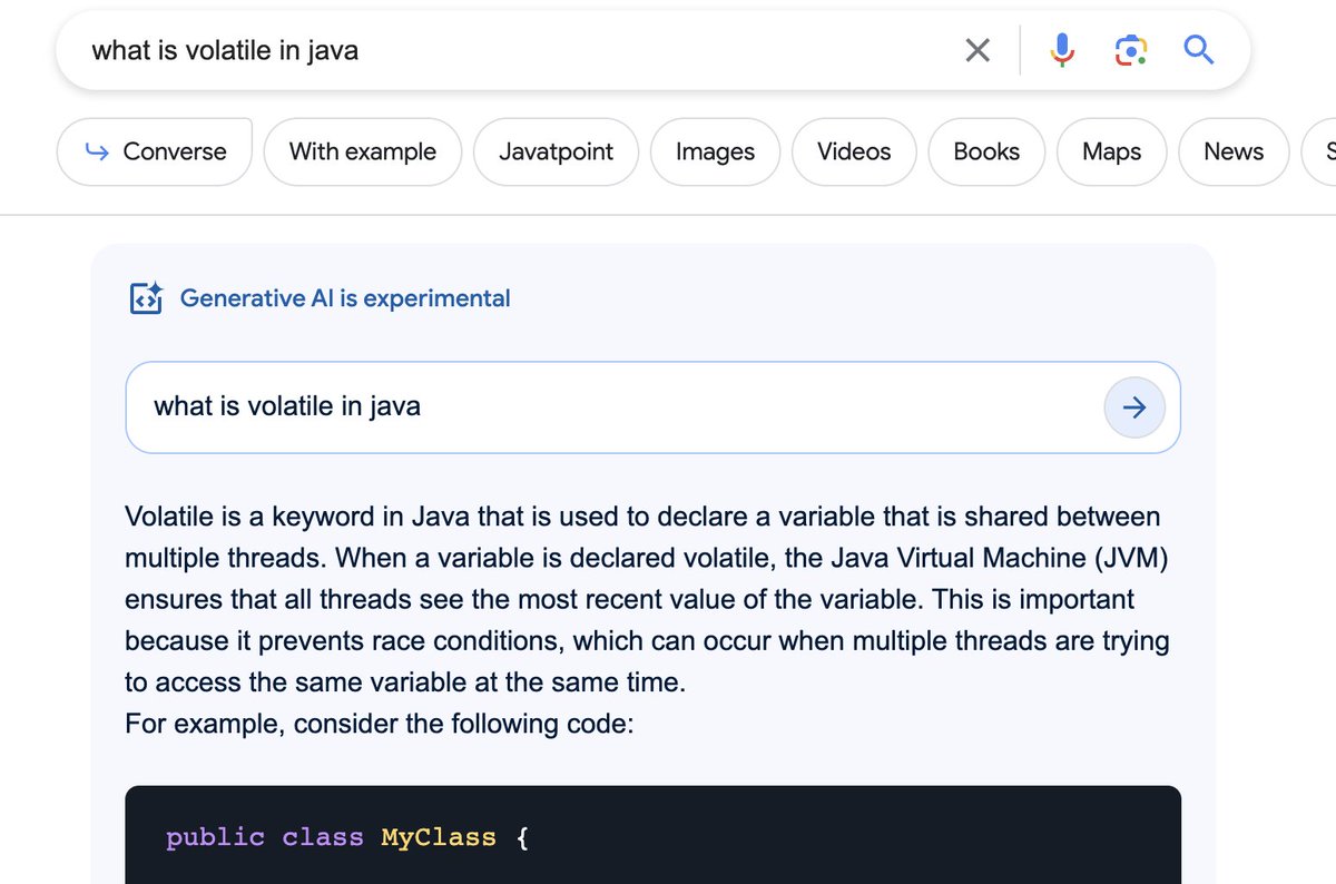 🔍🤖 Excited to see #GenerativeAI and #SGE in Google search results! Now, answers are not just sourced but generated, providing more accurate and tailored information!