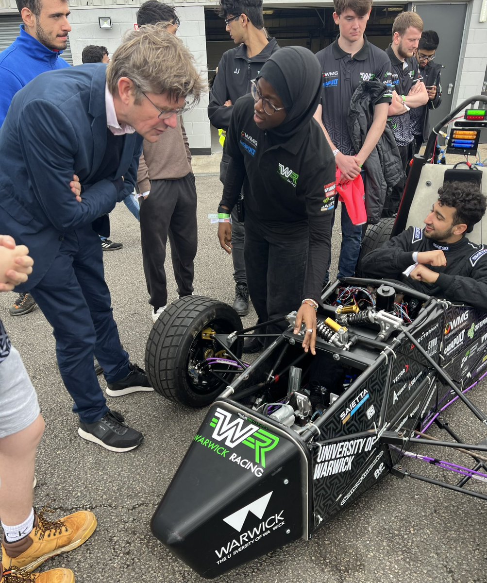 RtHonGregClark's tweet photo. Amazing to be at @FormulaStudent student engineering competition run by @IMechE at @SilverstoneUK, by invitation of the superb @uniofwarwick  @wmgwarwick team

The talent &amp; ingenuity in design, engineering, project management, maths, coding, &amp; AI of student teams is breathtaking! https://t.co/J7OlIm4ThV