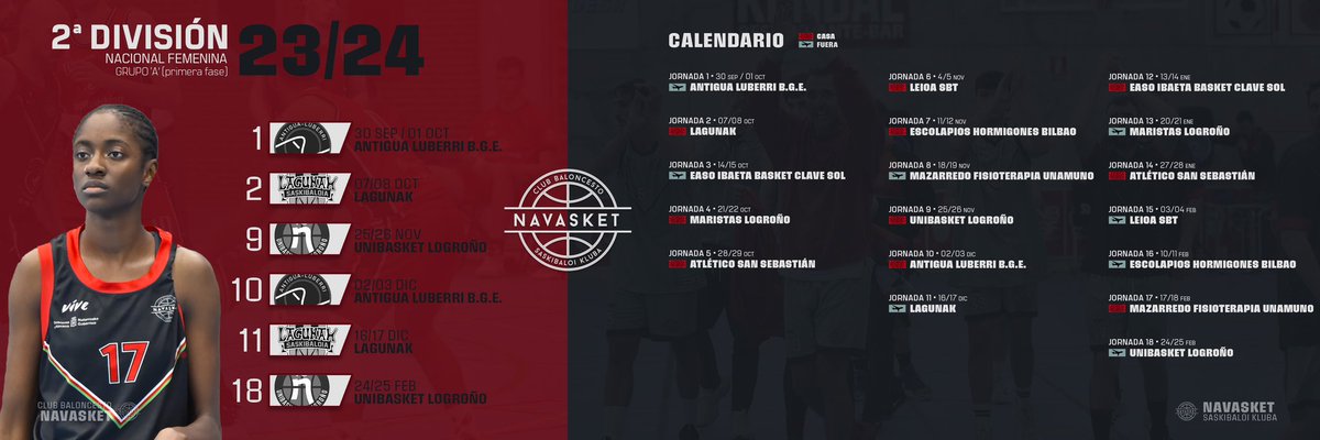 Navasket's tweet photo. 🗓 #2aFEM | CALENDARIO DE LIGA 2023-2024

Nuestro equipo de 2ª División Nacional Femenina afronta su cuarta temporada consecutiva en una exigente competición en la que participan conjuntos de País Vasco, La Rioja y Navarra.

👉: https://t.co/e0q6zW27hd

#NVT #Navasket https://t.co/20Y3fiLuqI