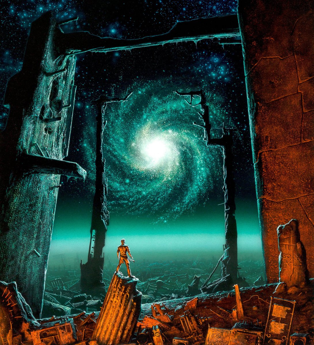 EnterPrometheus's tweet photo. humanoidhistory: Michael Whelan cover art for "Foundation's Edge" by Isaac Asimov, born on this day in 1920. (source: https://t.co/hLShdpzZQy) #foundationsedge #isaacasimov #art #scifi https://t.co/61Ii565qY1