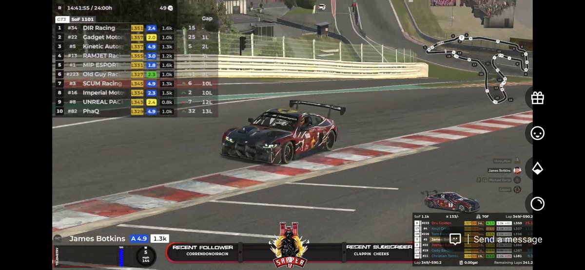 Sapper_17's tweet image. 14.5 hours in Spa running and the SCUM racing team in top 10 working for that top 5 finish @ScumGame @Matofskii @Kicma1911 @xKiCkxx  10 hours to go