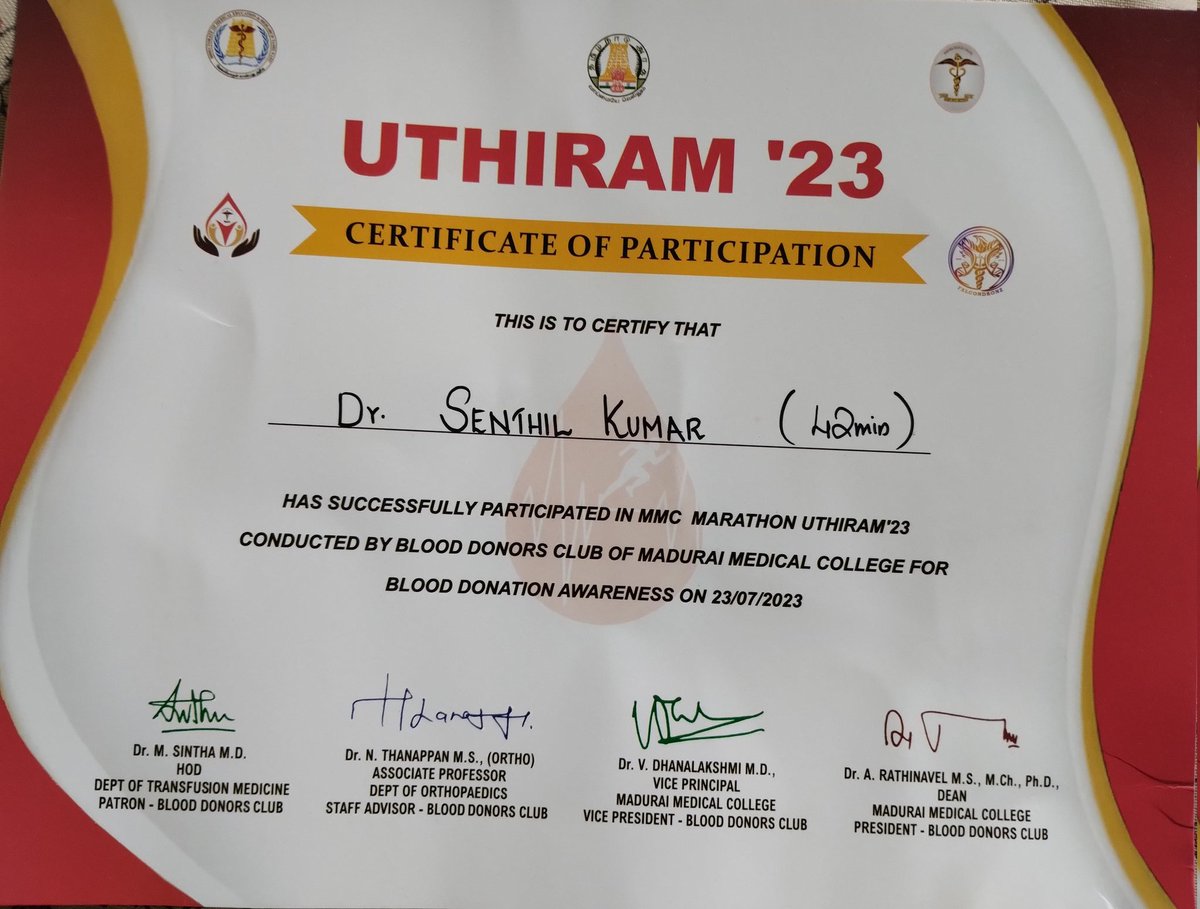 DrsenthilVa's tweet photo. #MaduraiMedicalCollege #GovtRajajiHospital #GRH #Madurai #Blooddonorsclub #MMC #Marathon
#Uthiram #Doctor
Blood Donation #Awareness
10km 42 mins completed ✌️
உதிரம் கொடுப்போம்🩸 https://t.co/CtptfQ86oi
