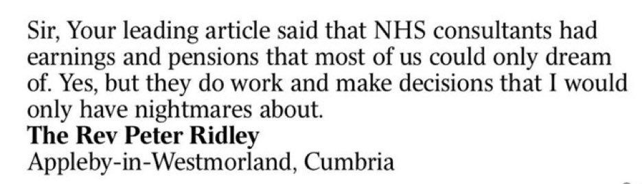 Sums it up really - letter to The Times