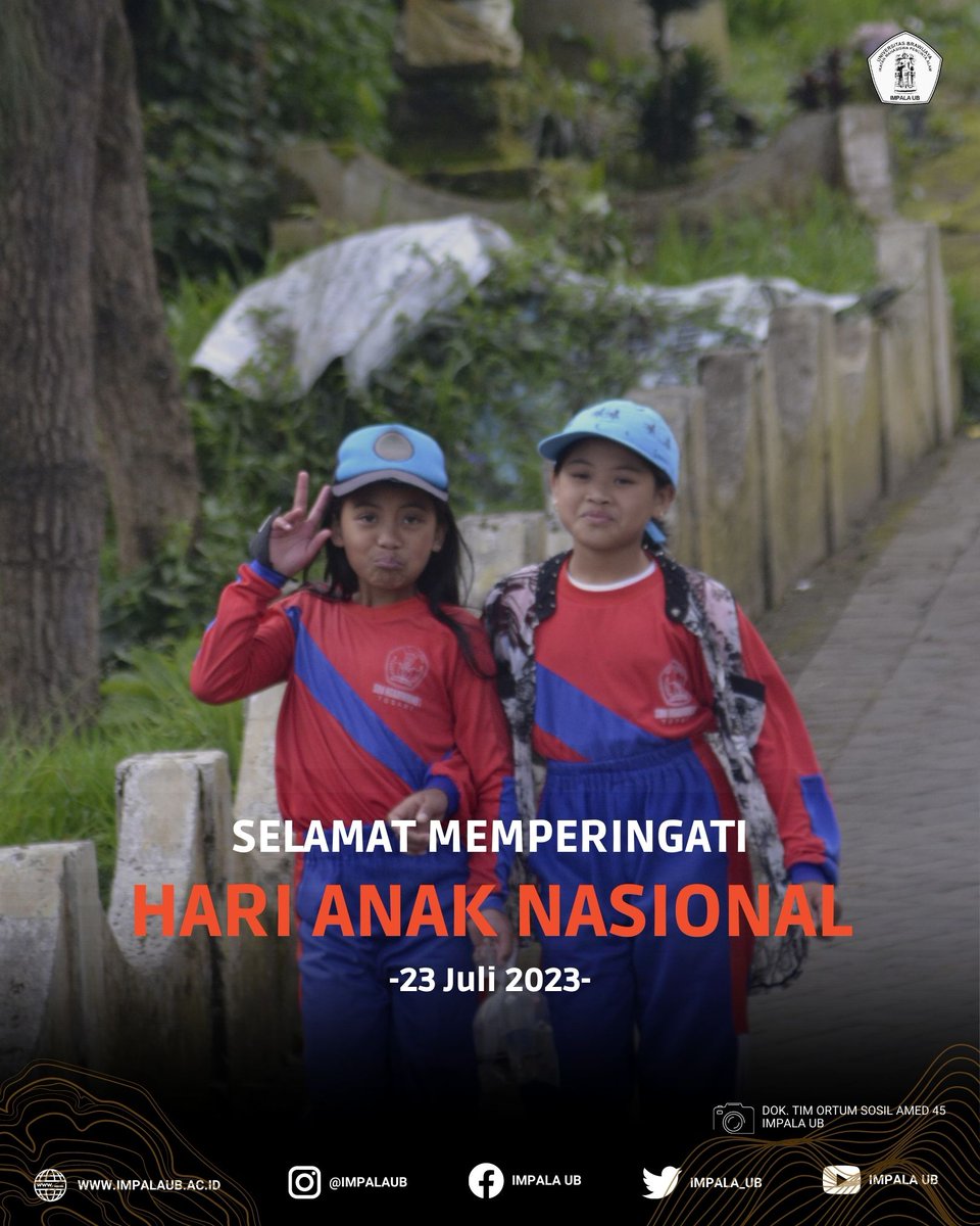 impalaub's tweet image. Selamat Hari Anak Nasional 2023! Teruslah bertumbuh hebat, generasi penerus bangsa.

BRAVO!
#IMPALAUB #mapalaindonesia #mapala #mapalamalang #universitasbrawijaya #pencintaalamindonesia #harianaknasional #anak #harianak #23juli2023 #harianak2023 #generasipenerusbangsa