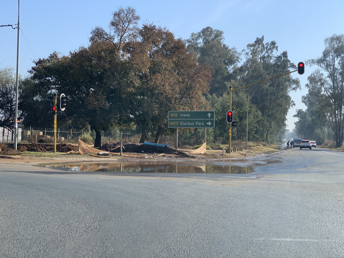 CJMontgomery15's tweet photo. @CoE_Call_Centre hardly a day after the water repairs in Clayville, and the water is gushing out even more than it did earlier this week. When will a proper fix be done? Corner of Porcelain and Main Road. https://t.co/9tawP8Z6iv