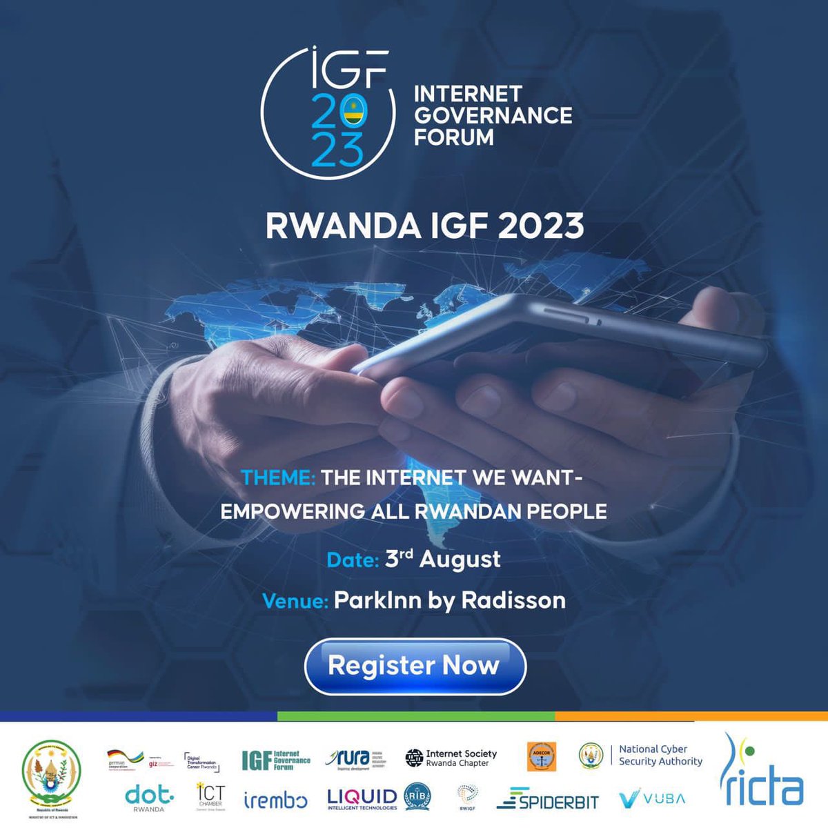 Join us at this years’s #RWIGF to  explore how the internet can be a tool for inclusive empowerment and sustainable development.  

Sign up here to register: docs.google.com/forms/d/e/1FAI…

Deadline for registration: Friday,28th July 2023

#RwandaIGF2023 |#EmpowermentForAll