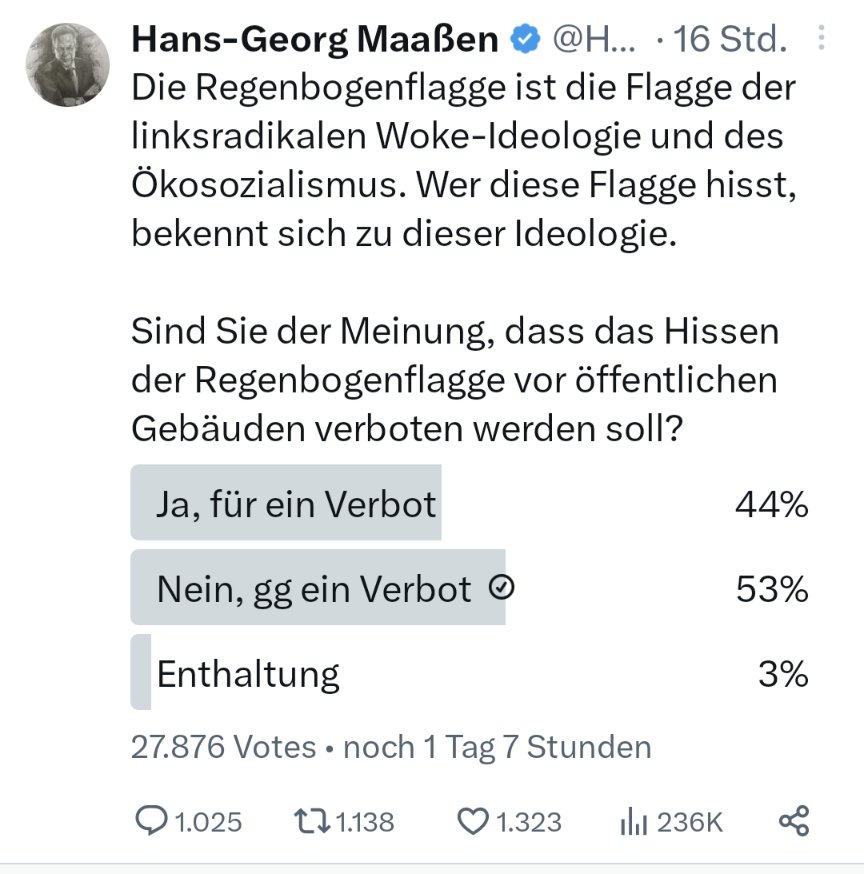 #Wirsindmehr

#gehtwählen

Ich glaube die Umfrage geht für Hans nach hinten los.

#CSD #CSDBerlin #CSDBerlin23